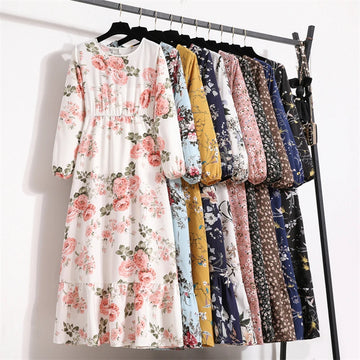 verão feminino maxi casuais manga floral