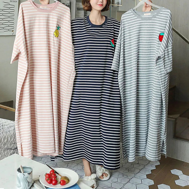 Vestido de pijama de verão feminino de manga curta PLUS SIZE