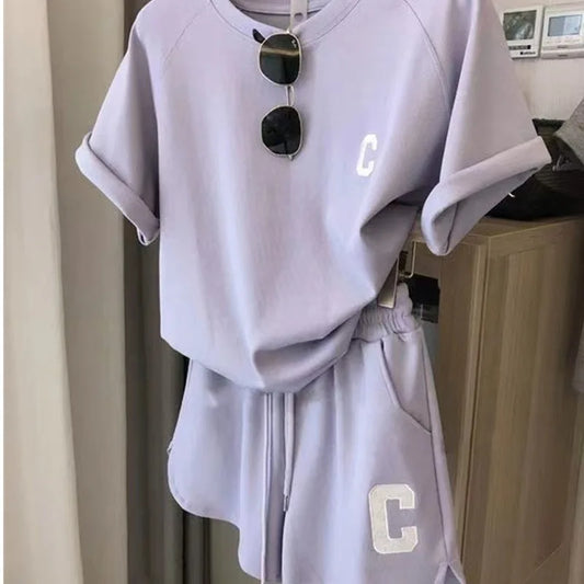 ﻿   Conjunto  feminino verão camiseta shorts casuais