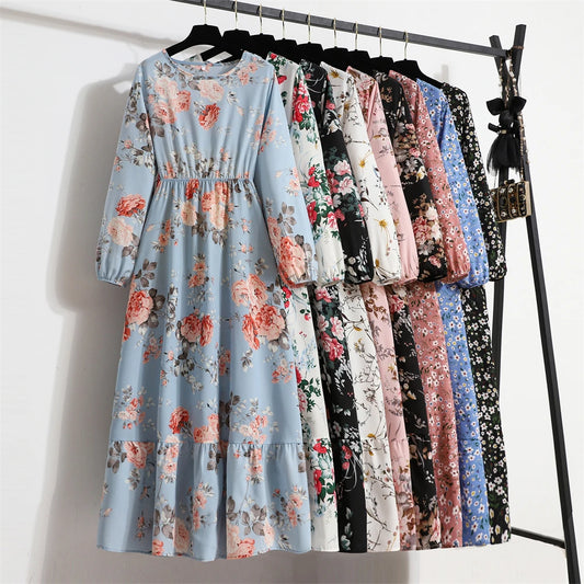 verão feminino maxi casuais manga floral